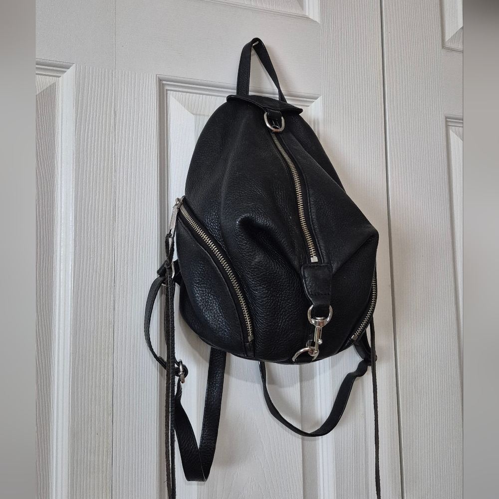 Rebecca Minkoff Julian Backpack Black Pebbled Leather Center Zip Restored - Picture 3 of 16